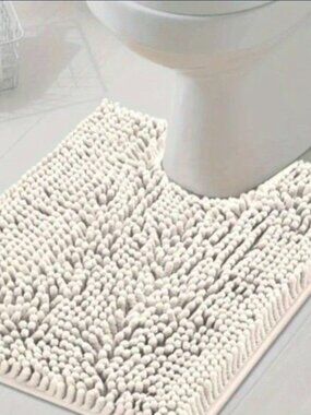 3 piece chenille noodle cream bath mat rug set